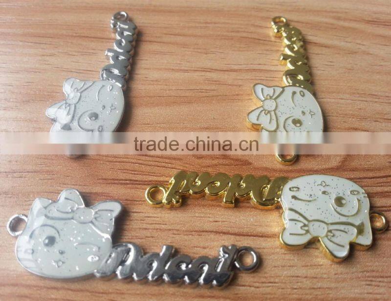 2015 New Arrive Cat head shape with Silver Glitter finishing Sew-on Badges --- BG1503