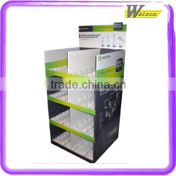 promotion advertising cardboard battery compartment display for Champ Mineral Water 750ml