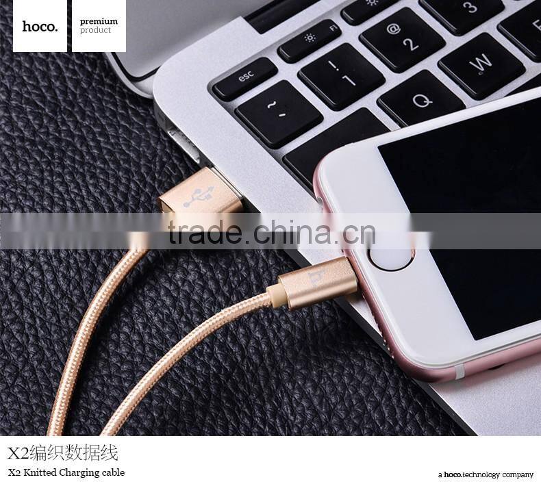 HOCO X2 Knitted charging cable for Apple/Android mobile phone Micro USB 2in1metal Weave Sync Data Cable for Apple/Android phone