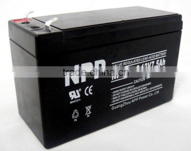 maintence free sla 12v 7.5ah ups battery for security system