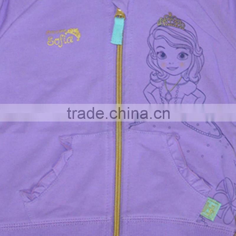 China sport suit baby girl kids purple lovely baby sport suit