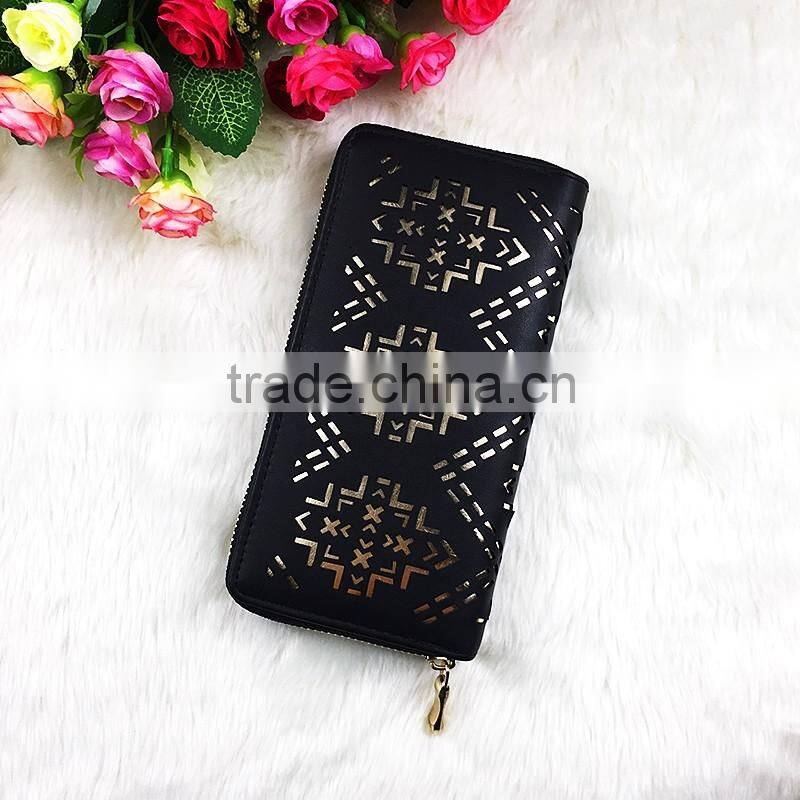 High Quality Wholesale New Fashion Black PU Embossed Women Wallet Famous Designer Brand Wallet