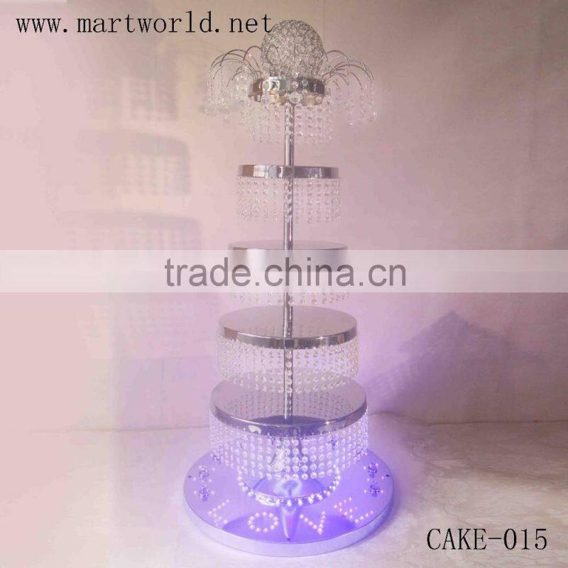 5 tiers cake stand with light cake decoration supplies in guangzhou party decoration wedding decoration(CAKE-015)