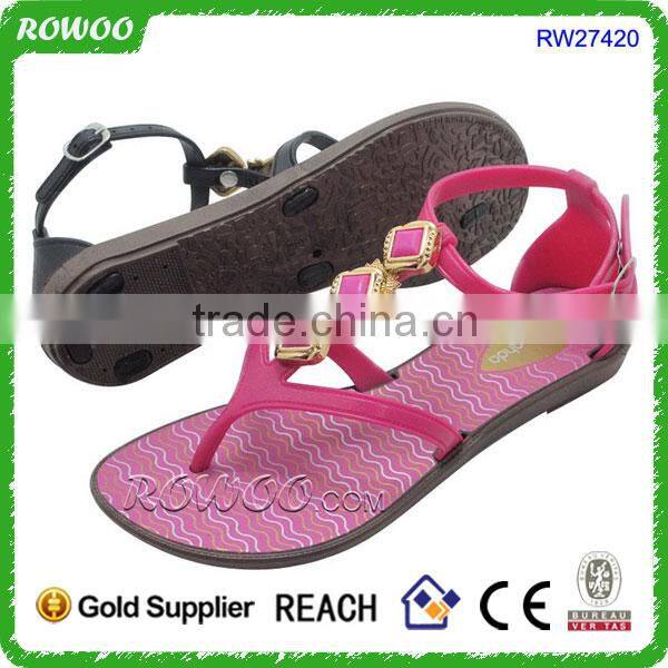Elegant ladies summer flat sandals ladies brown sandles casual shoes casual fashion ladies flat sandals