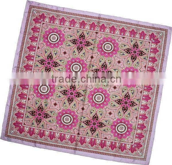 Sunflower Printed Silk Twill Foulard Scarf Orange/Black