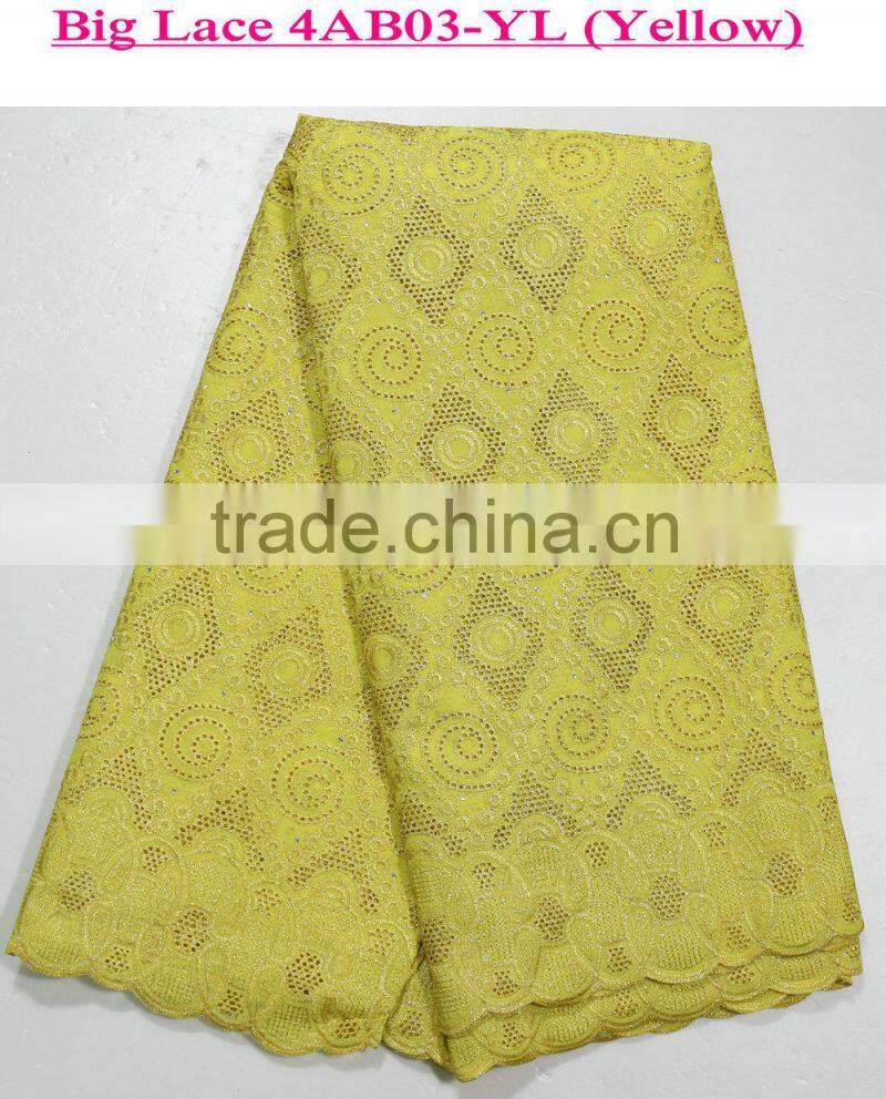 Plain African Lace Embroidery Fabric cotton /polyester guipure lace fabric for wedding dress