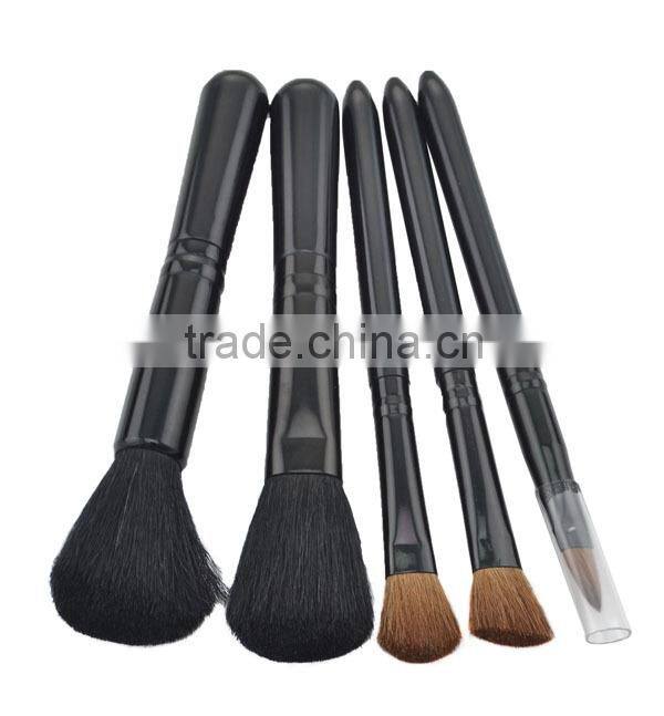 5pcs Chequer Pony Hair Synthetic Hair Makeup Brush With zipper Bag