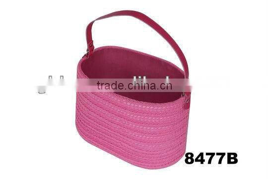 Knit storage basket in cone shape