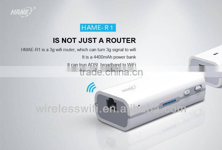 Portable 4400mAh power bank+ wireless N smart portable wifi repeater router gateway