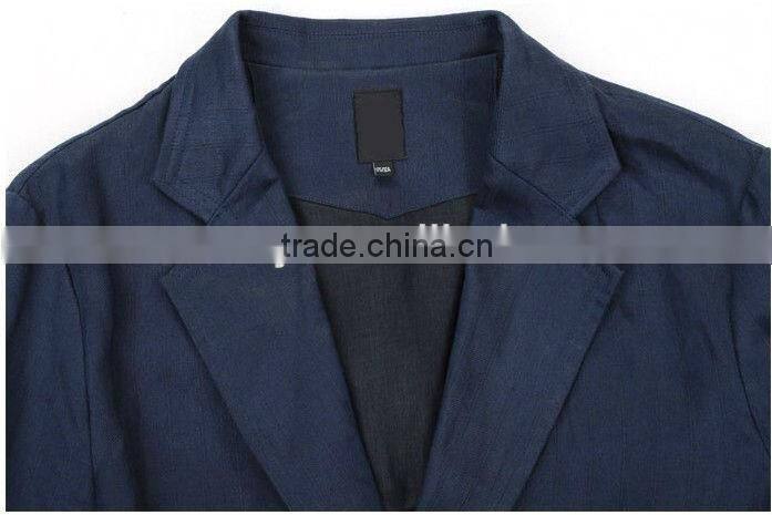 High Quality 100% Linen Man's Back Vent Slim Semi-Formal Suits