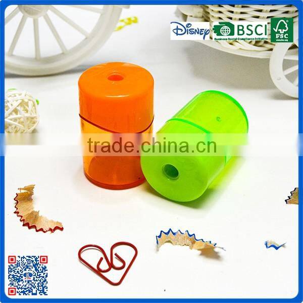 2016 wholesale school round plastic one hole sharpener with customized logo for students