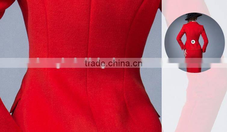 women red fashion elegant wool formal uniform for autumn /winter