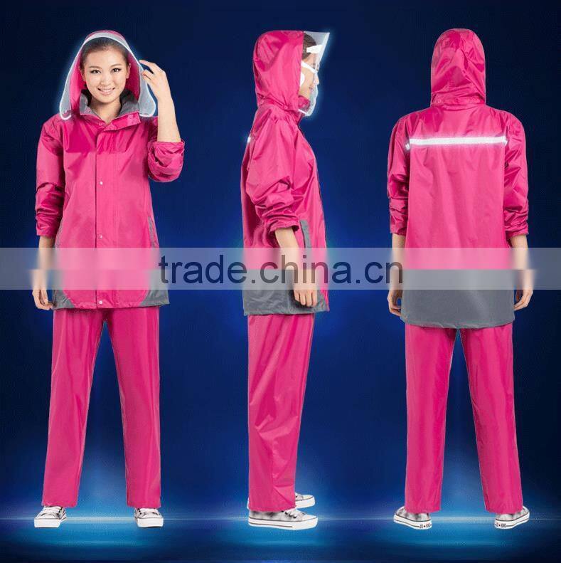 Adult's fashion waterproof reflective raincoat suit for motorcycle riders