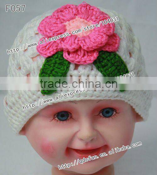 Wholesale 100% cotton fashion crochet beanie flower hat,cool hats girls ,girls knit hats