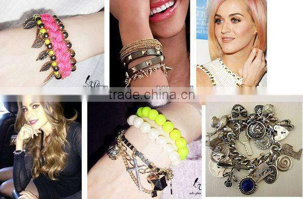 Fashion jewelry pink bead with heart DIY charm bracelet 2013