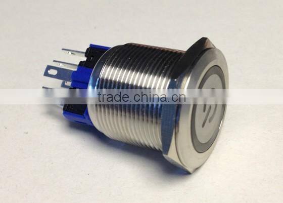 Ring Illuminated Self-locking Waterproof Push Button Switch L22(Dia.22mm) With Power Symbol