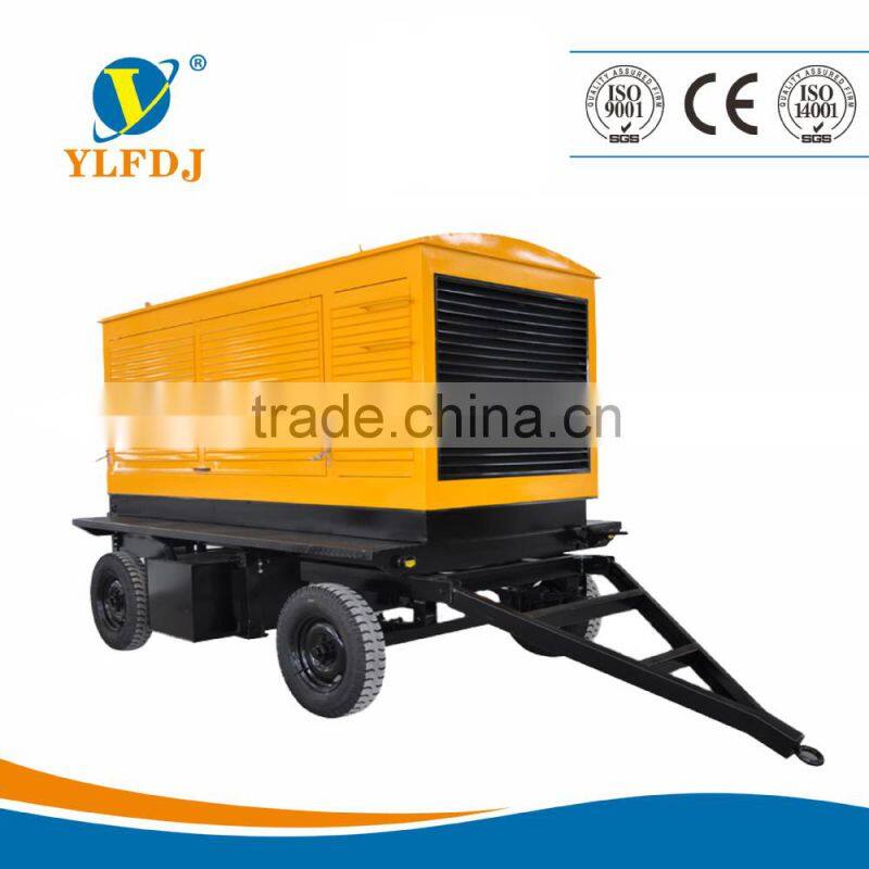factory price 350kw diesel generator powered by Cummins with four-wheeled trailer