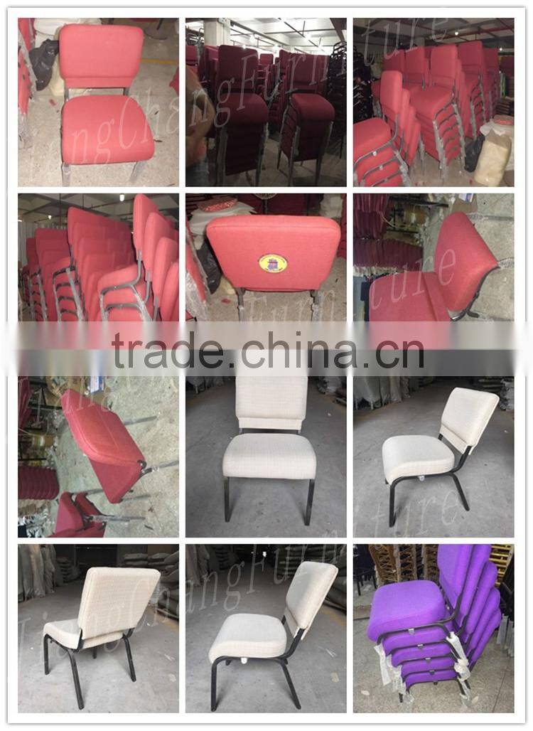 Red Fabric Iron Interlink Stackable Chair For Church JC-E200