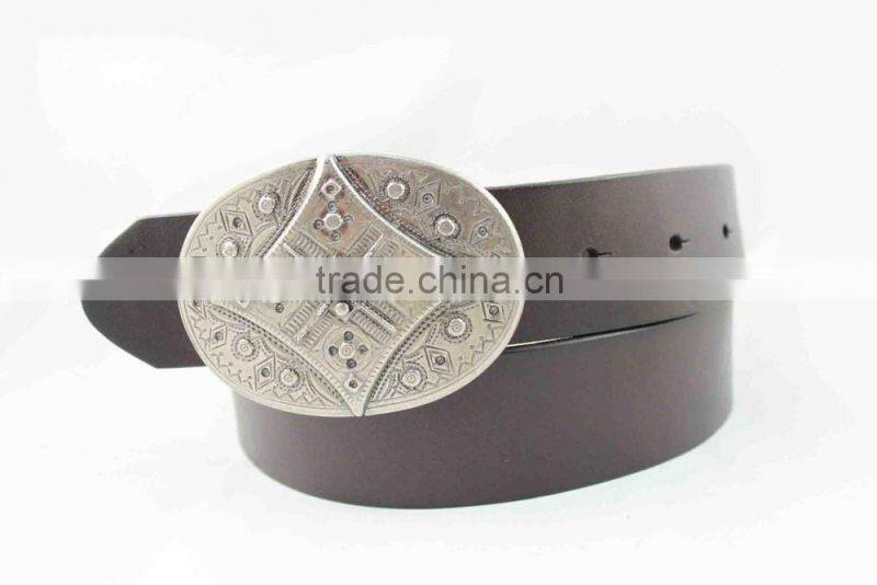 New Arrival Unisex Geniune Leather Belt With Fashion Designed Plague Buckle Waist Belt