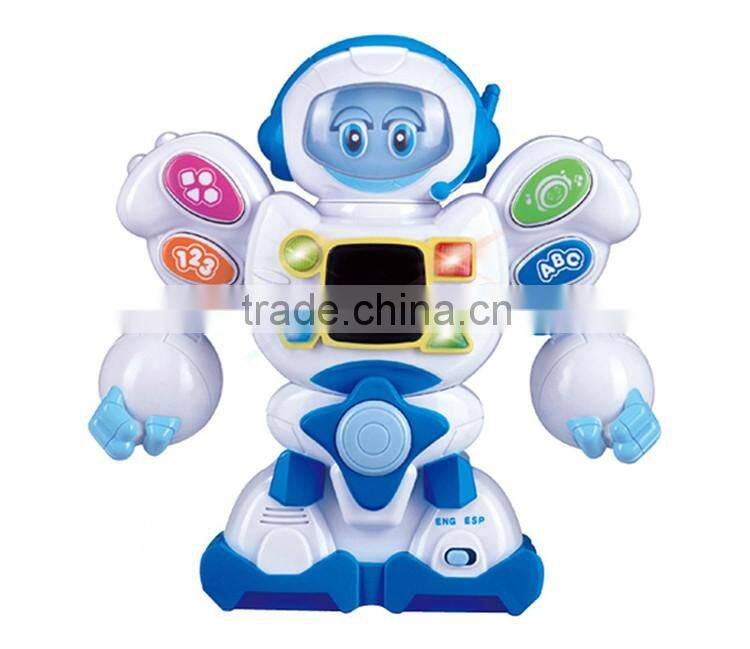 English and Spanish battery operated kids robot toys with light and music