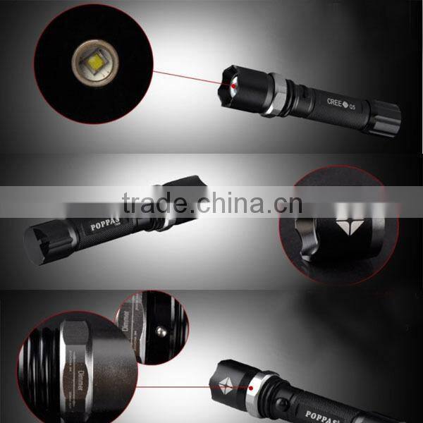 2015 Cheapest Police LED Flashlight CE/ROHS Black Aluminum Portable XPE R2 led rechagerable flashlight
