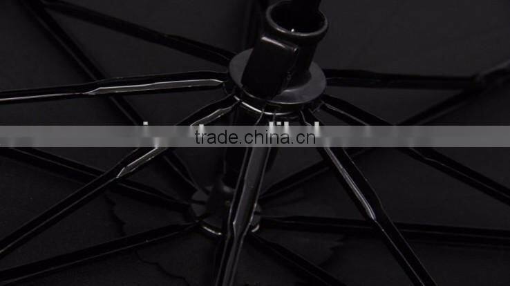 Chinese factory classic black folding travel umbrella with customize print