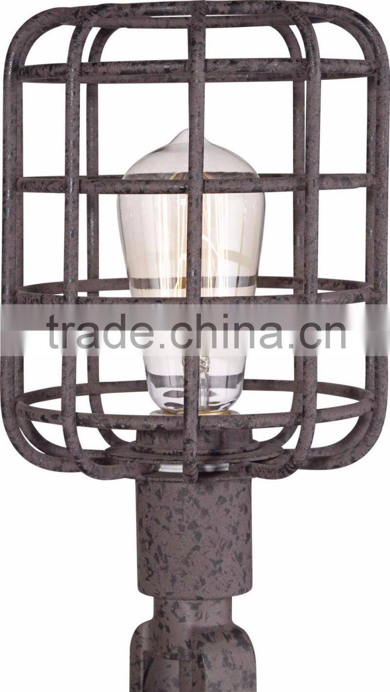 1024-27 Great for urban styles of decor Light your home in style with this three-light ndustrial Cage Rust Metal Floor Lamp