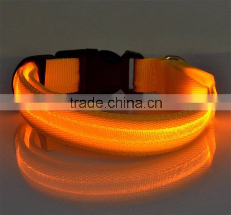 Safety Dog Collar Pet Products Nylon LED Collar Light-up Flashing Glow LED Collars