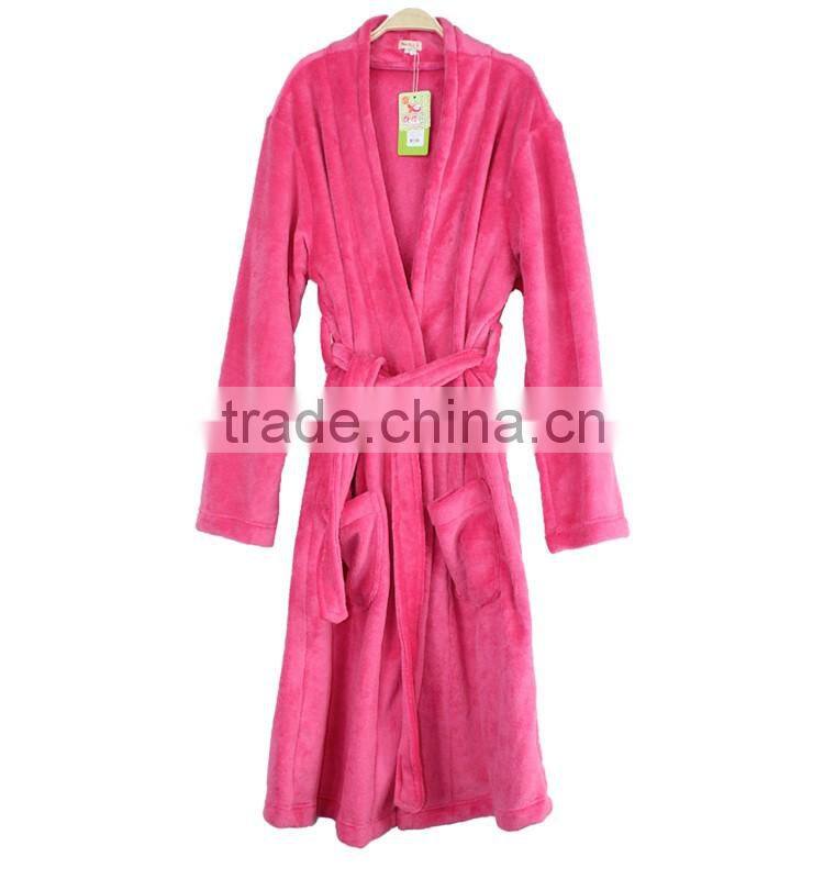Super soft cheap adults Coral Fleece Bathrobe for the hotel or home