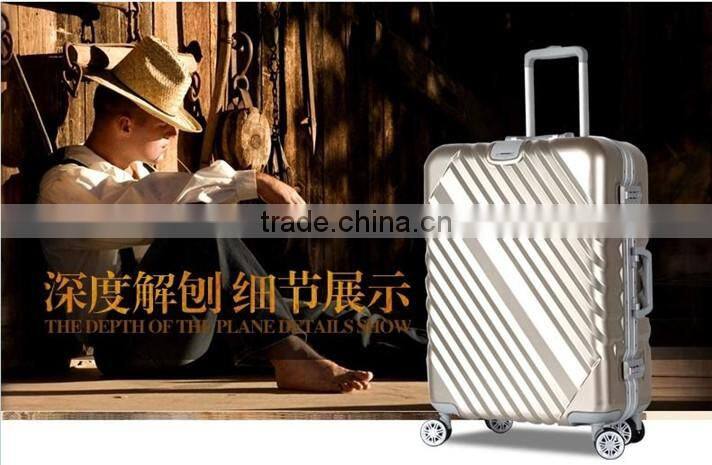 2016 Fashion ABS and PC Aluminum Frame Hard luggage China Factory Trolley Case Travel luggage bag trolley case travelling bag