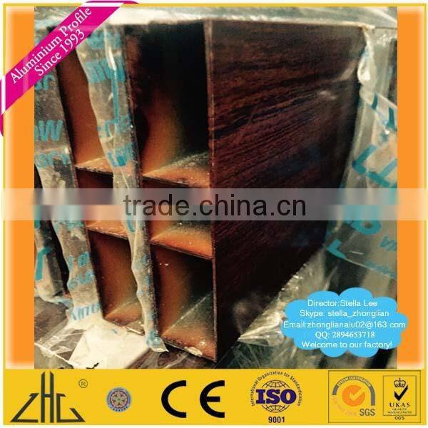 Wow!! Aluminum extrusion/wood color aluminium square tube profile for fences,hurdles/color powder wood aluminium profile factory