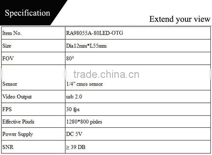 2cm~5cm focusing length 1mp android camera for oral inspeciton