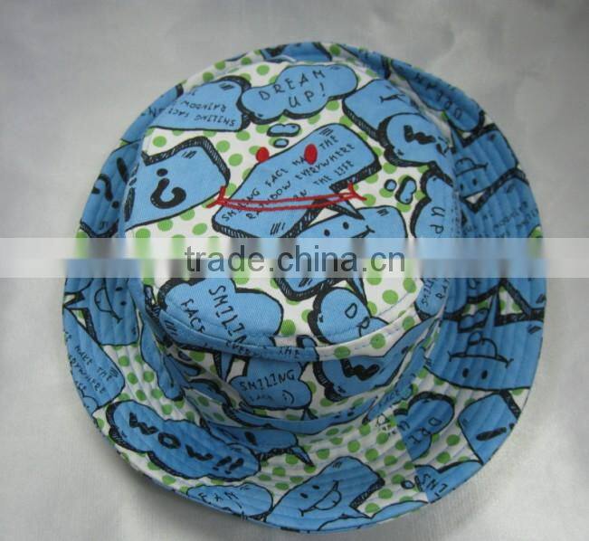 New Design Smile Face Printing Flower cotton Bucket Hat
