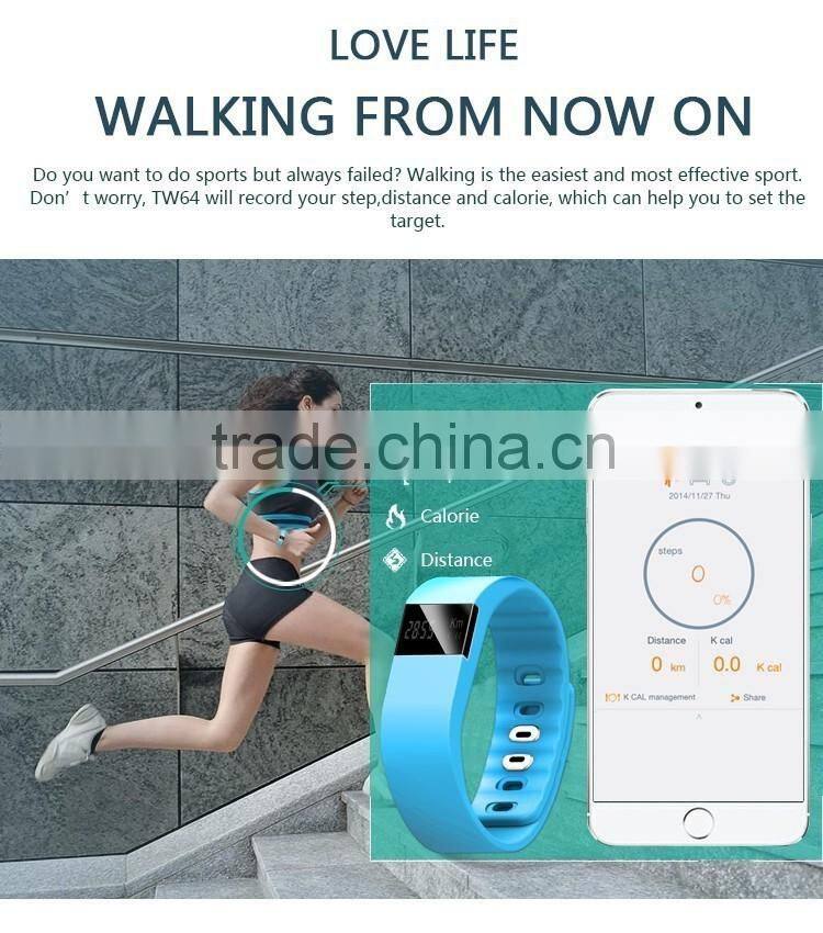 Waterproof Fitness Sleep Tracker Pedometer smart bracelet tw64 bluetooth smart sport watch
