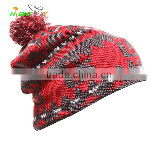 wholesale/Custom Acrylic material for knited cap With Top Ball/plush Beanie Hat for women/simple