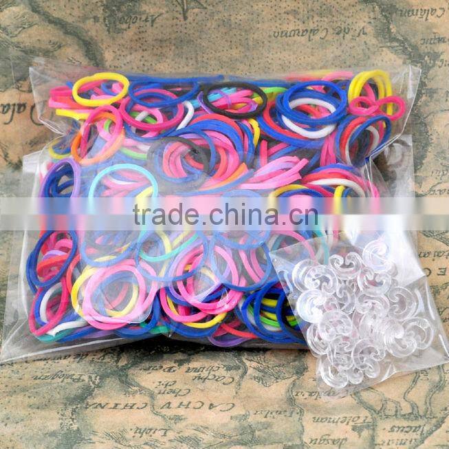 Newest colorful 300pcs or 600pcs per bag rubber bands/loom bands refill (B17)