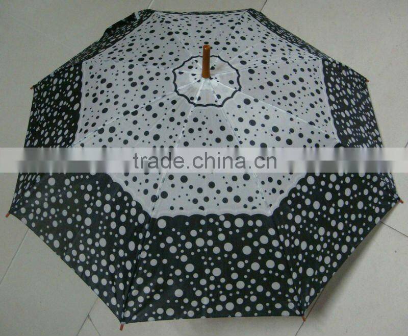 auto open straight dot printed cheap promotional umbrella