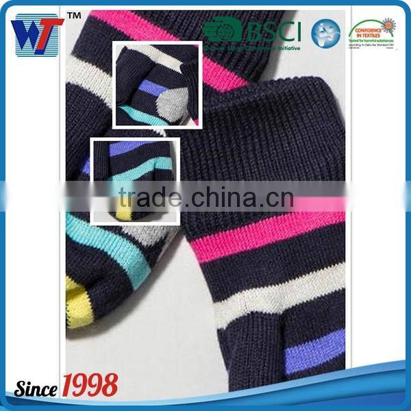 Simple high quality girl star knitted beanie caps and hats with gloves
