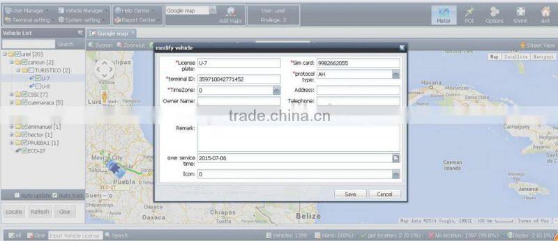 gps tracking system software compatible with 95% China-made gps tracker GV300