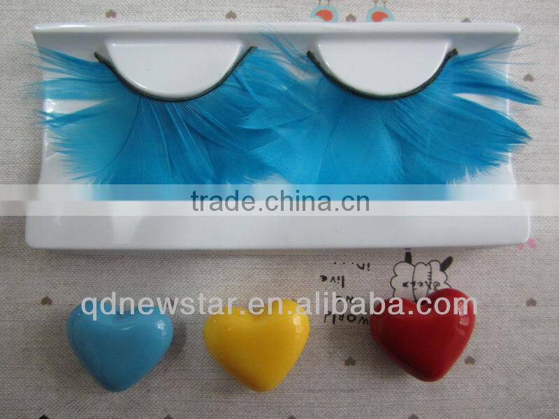 Light blue color real bird Feather eyelash