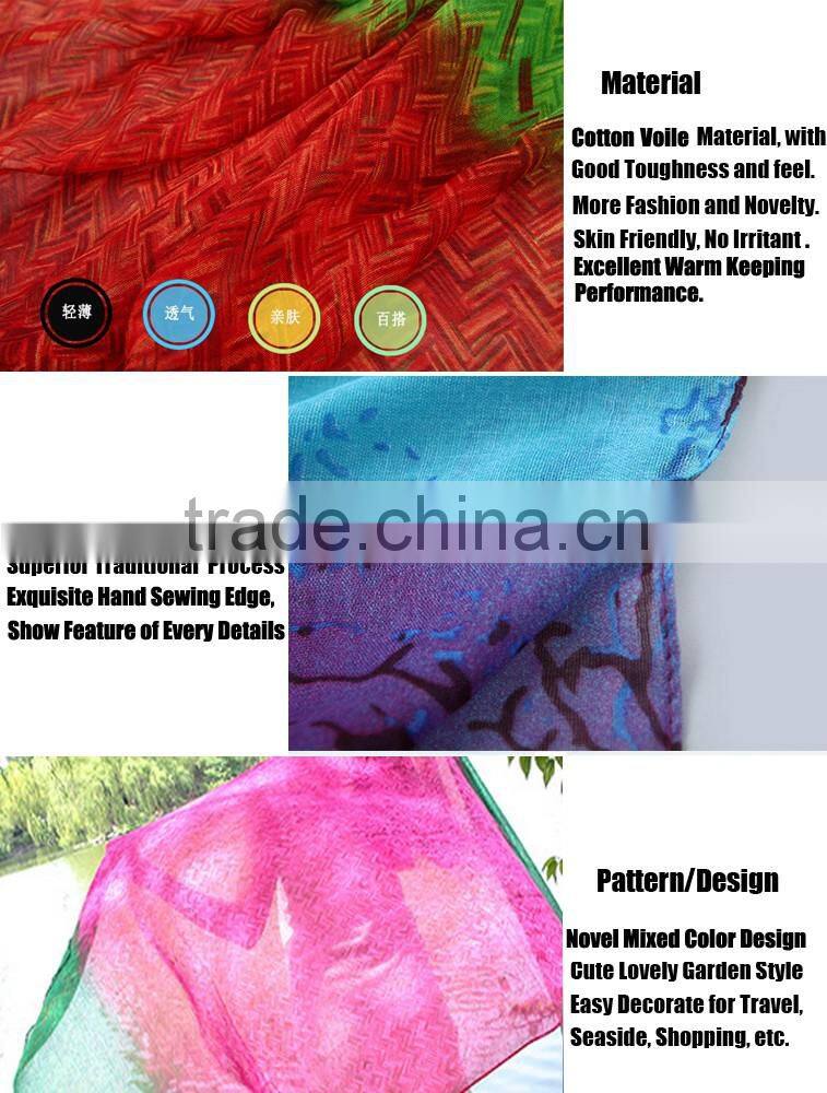 Gradient Color Simple and Fancy Voile Stoles Scarf Shawls for Women Ladies Girls All Year Applicable