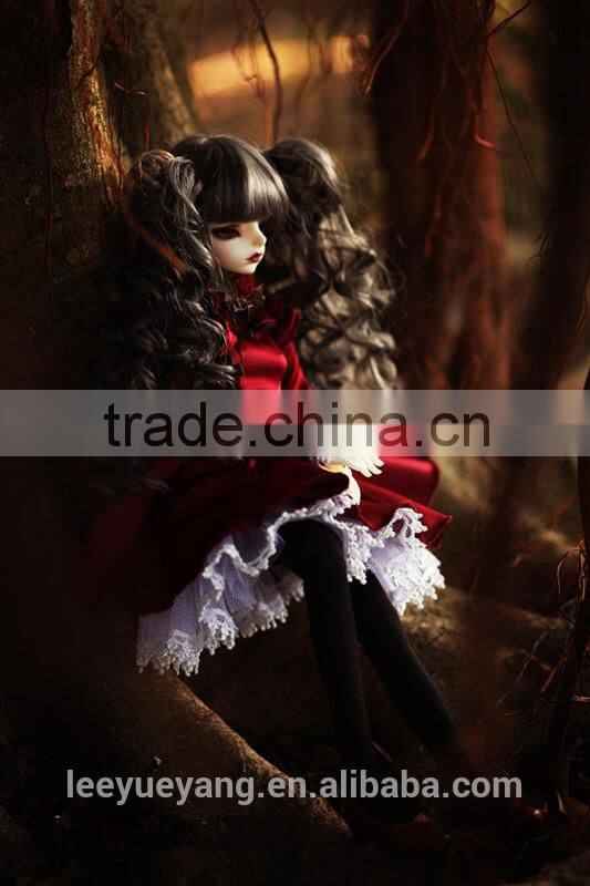 High quality dark brown deep curly lolite 1/4 BJD doll wigs