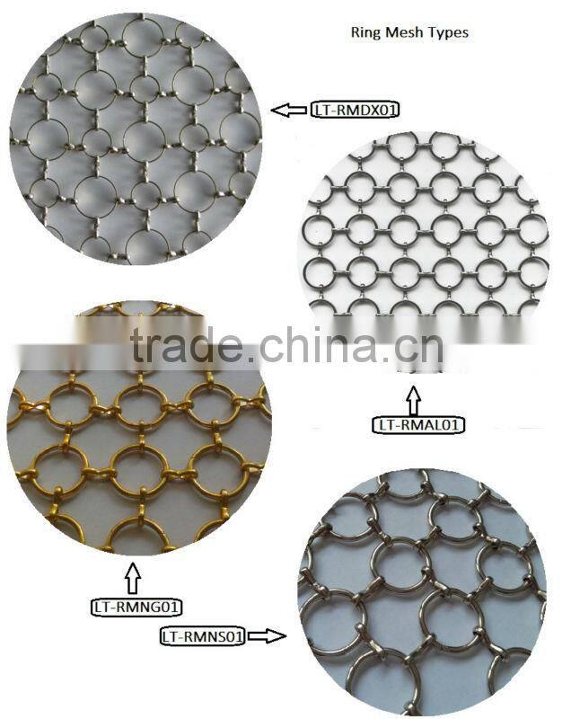 Decorative stainless screen ring mesh for room divider