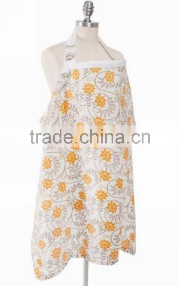 whole orange printed 100% cotton plain woven front cover breastfeeding nursing cover