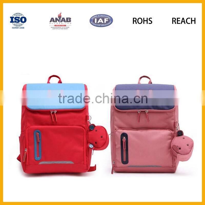 Leading Manufacturer Plain Style Nylon Material Red Young Boys Strong Schoolbag Backpack Leisure Bag