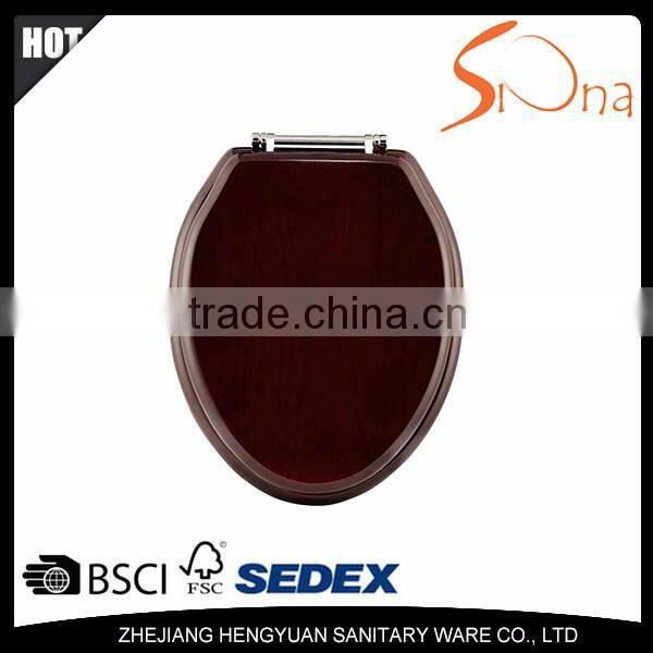 Elongated oak mahogany color toilet seat