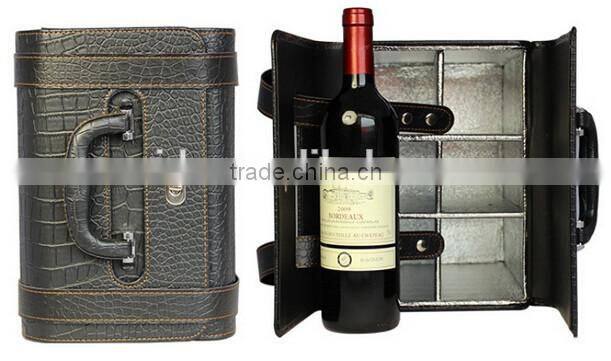 hot selling Aibaba Best High Quality wine gift box,leather wine box for 6 bottles
