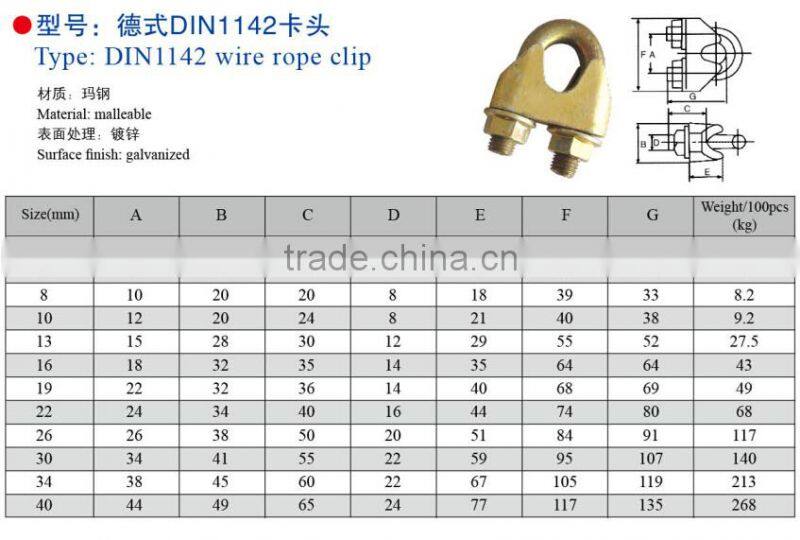 13mm Malleable Iron Din1142 Wire Rope Clip