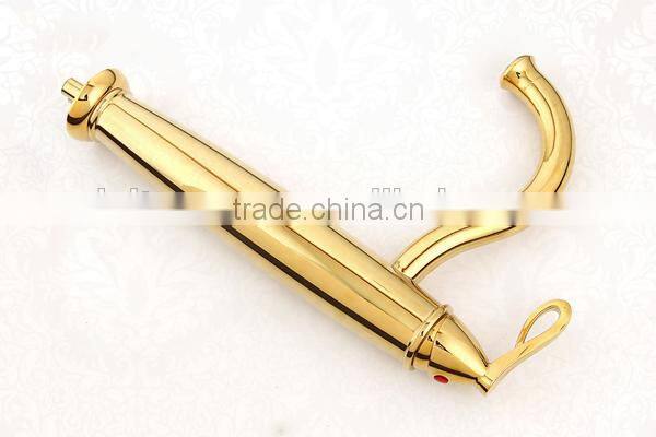 2014 New Design golden faucet, Luxury hotel special titanium golden faucets, golden basin faucet