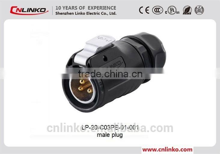 Very popular ISO9001 waterproof 3 pin plastic connectors for power